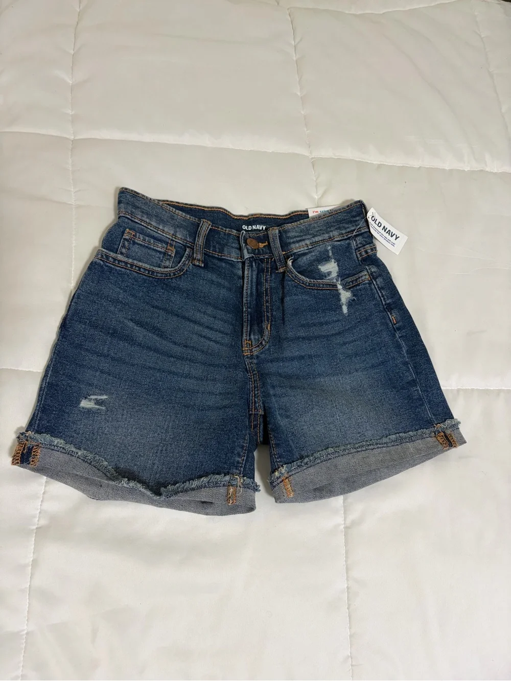 Old Navy Kids Dark Blue Denim Cutoff Shorts Stretch Waistband NWT Size 12